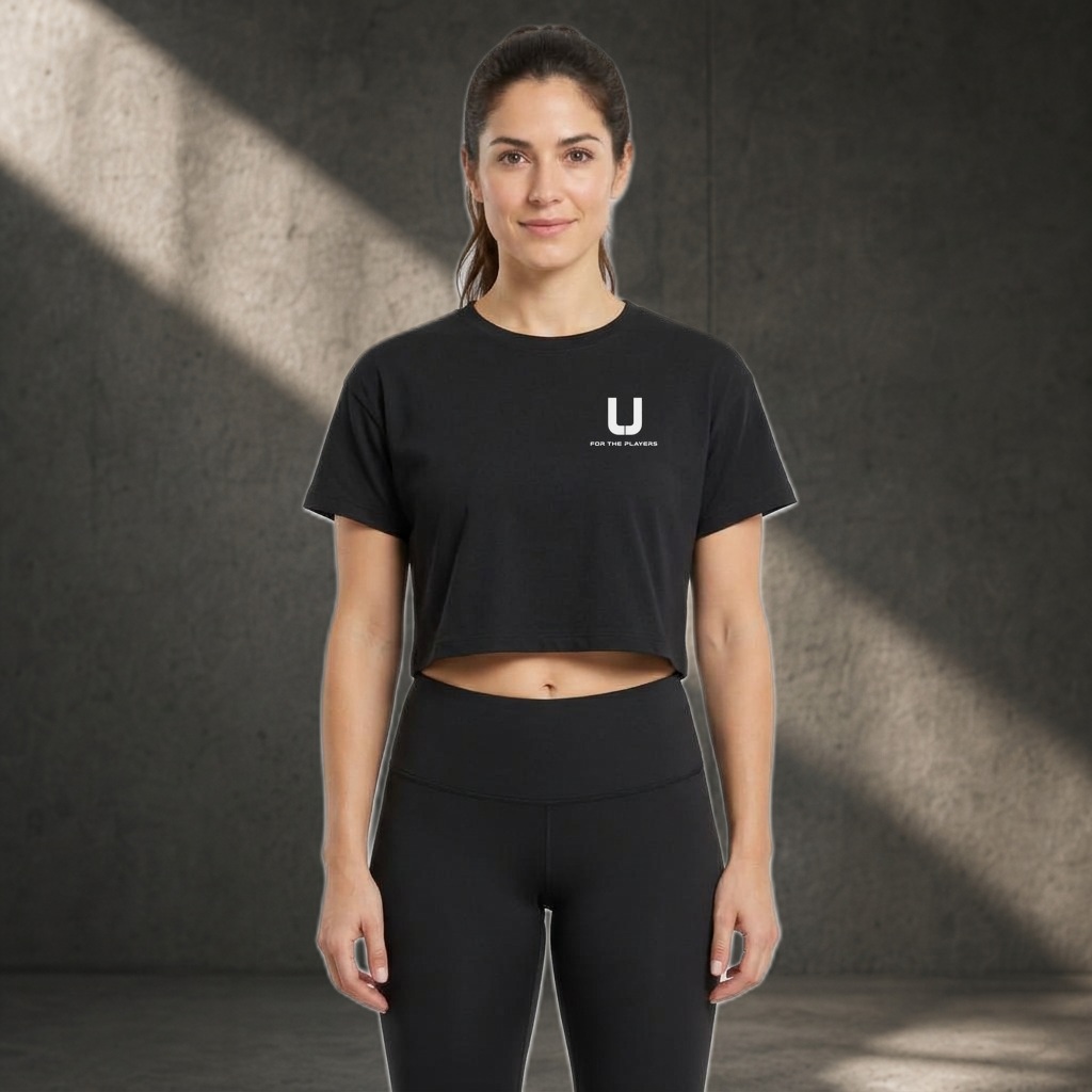 Women's Crop Tee, view 1, Pink logo